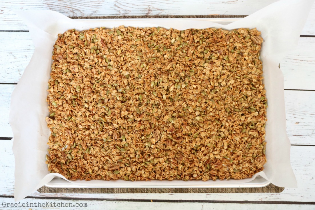 Tray of delicious homemade Granola with Coconut and Honey